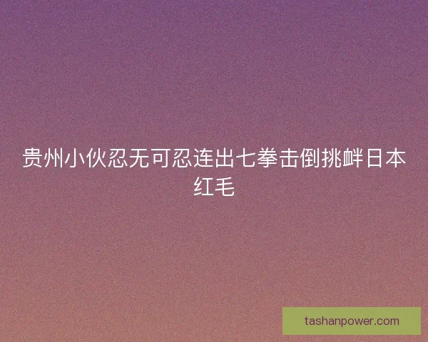 贵州小伙忍无可忍连出七拳击倒挑衅日本红毛 贵州小伙忍无可忍连出七拳击倒挑衅日本红毛