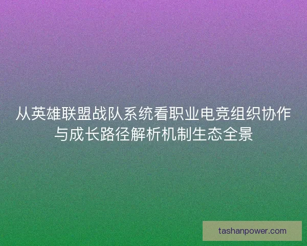 从英雄联盟战队系统看职业电竞组织协作与成长路径解析机制生态全景 从英雄联盟战队系统看职业电竞组织协作与成长路径解析机制生态全景
